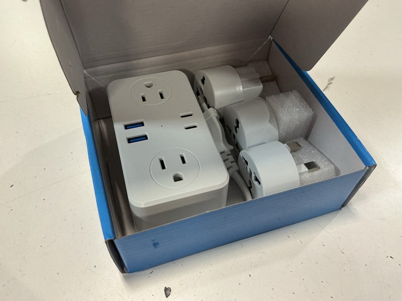 Condition photo showing Good Condition for European Travel Plug Adapter, EU/UK/US Travel Plug Adapter Power Strip, 6 AC Outlets, 4 USB Ports (2 USB C), 3ft Wrapped Around Extension Cord, Universal Travel Adapter All Europe
