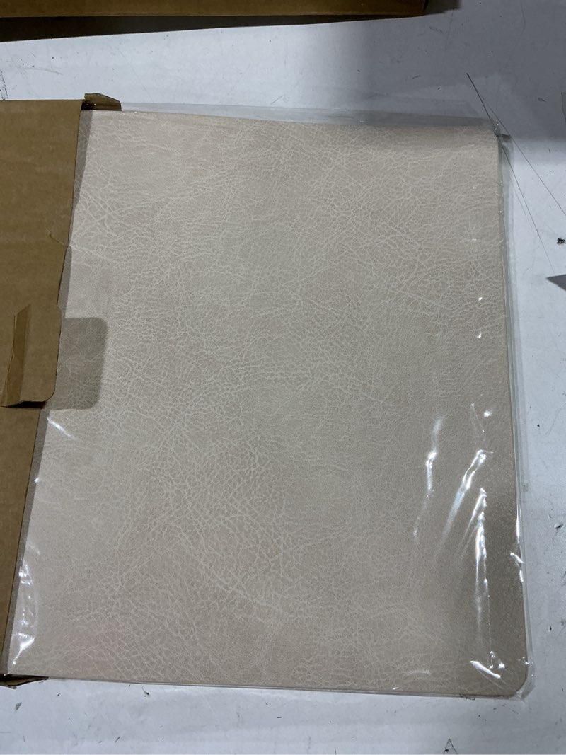 Condition photo showing New/Like New for Placemats Set of 6, Washable Placemats 12×17.7 Inch, Faux Leather Wipeable Outdoor Table Mats for Dining, Kitchen, Indoor Outdoor Use (Beige, Cowhide Grain) Beige Cowhide grain