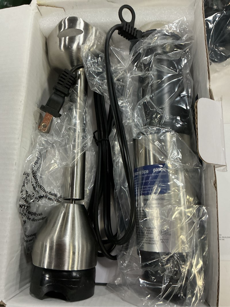 Condition photo showing item condition for Ganiza Immersion Blender 5 in 1 Hand Blender Max 1000W Heavy Duty Motor, 16 Speed Mode Handheld Blender Stainless Steel Blade With 800ml Mixing Beaker, 600ml Chopper, Whisk and Milk Frother