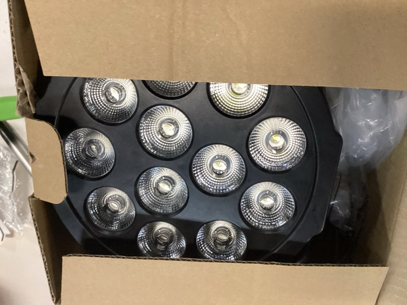 Condition photo showing As Is for rechargeable par lights, rgbw led uplights battery powered stage light, holdlamp par can dj lights sound activated with remote & dmx control for festival party event wedding bar. 4 packs