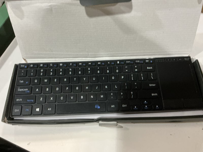 Condition photo showing Good Condition for rii 2.4g wireless keyboard,bluetooth keyboard(bt 5.1+2.4g),aluminium alloy portable with touchpad for computer,pc,tablet,ipad,android tv box,smart tv,windows,mac (black)
