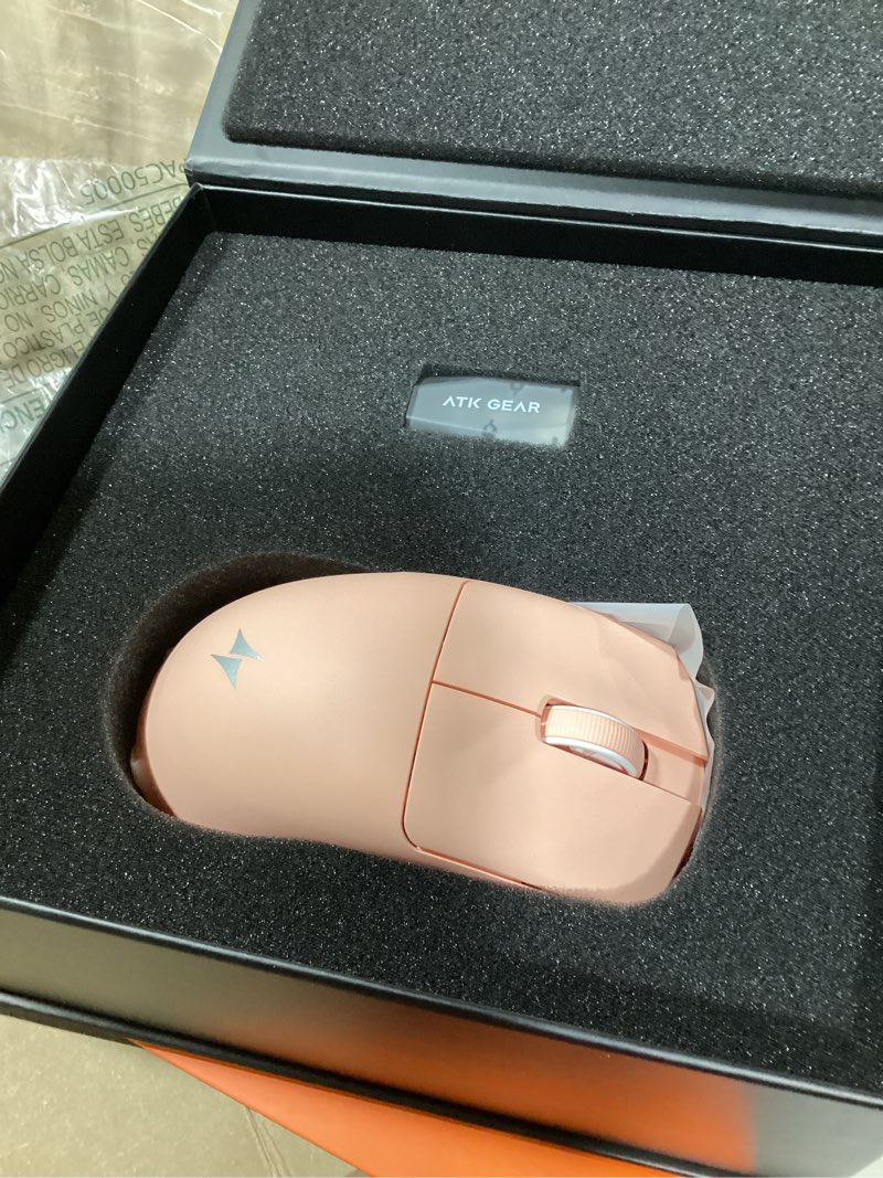Condition photo showing New/Like New for similiar product peachatk blazing sky f1 v2 wireless gaming mouse, 39 g, paw3950 ultra sensor, nordic 54l15 mcu, optical switches, dual 8k, dual-mode 2.4g/wired, 250h battery (ultimate, coral pink) coral pink ultimate