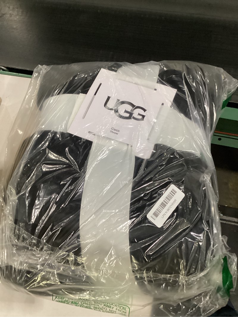 Condition photo showing Good Condition for UGG Coco Plush Fleece Throw Blanket – Soft & Cozy Blanket for Couch, Bed & Sofa, Perfect for Home Decor, House Warming Gifts or Luxurious Birthday Gifts for Women, 50" x 70", Black Ink Ink Throw