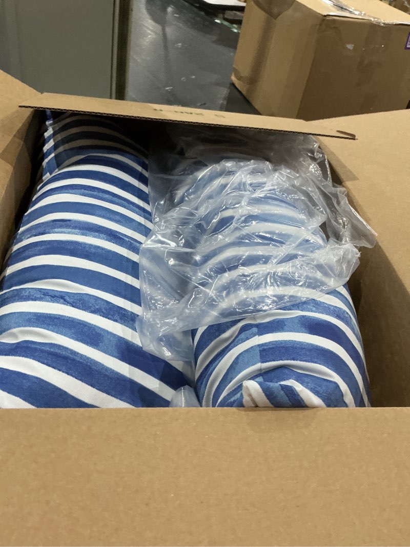 Condition photo showing New/Like New for sorra home nelson commodore blue outdoor/indoor knife edge pillow set of two 26 x 16 x 6
