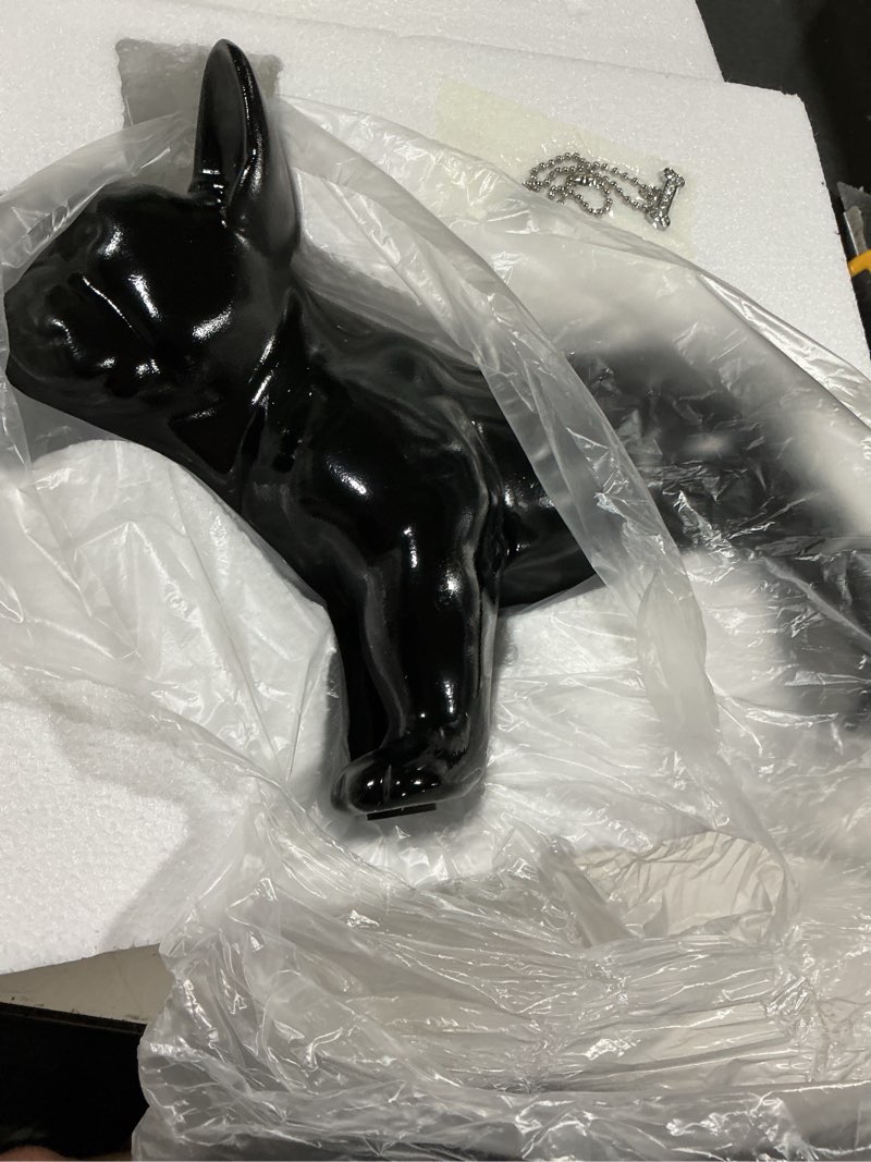 Condition photo showing Good Condition for suruim luxury french bulldog statue collection - gold/silver/black chrome dog sculpture, decorative dog statue for home decor & gift (black, 9 in) black 9in