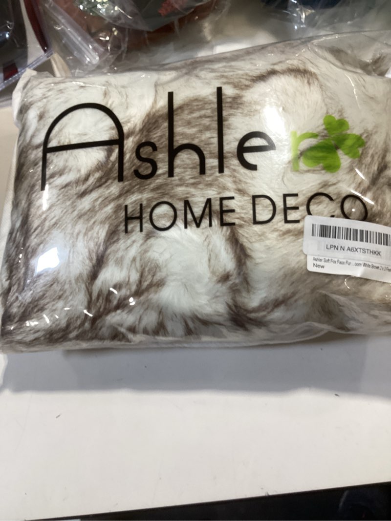 Condition photo showing New/Like New for ashler ultra soft faux fox fur rug white brown fluffy area rug, carpets fluffy rug chair couch cover for bedroom floor sofa living room 2 x 3 feet white brown 2 x 2.8 ft