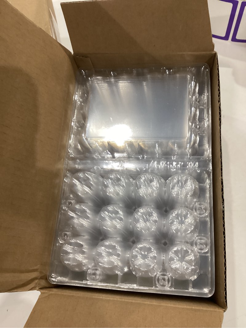 Condition photo showing Good Condition for remerry 40 pcs giant quail egg cartons 12 grids clear plastic stackable trays for jumbo quail eggs, pigeon eggs, small poultry, great for home fridge storage, farm, market, gift box packing