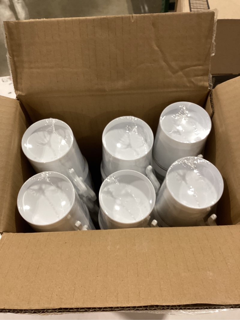 Condition photo showing New/Like New for 48 pcs plastic coffee cups with rim, 8 oz disposable coffee mugs with handle disposable tea cups espresso beverage plastic mugs for wedding (white, gold)