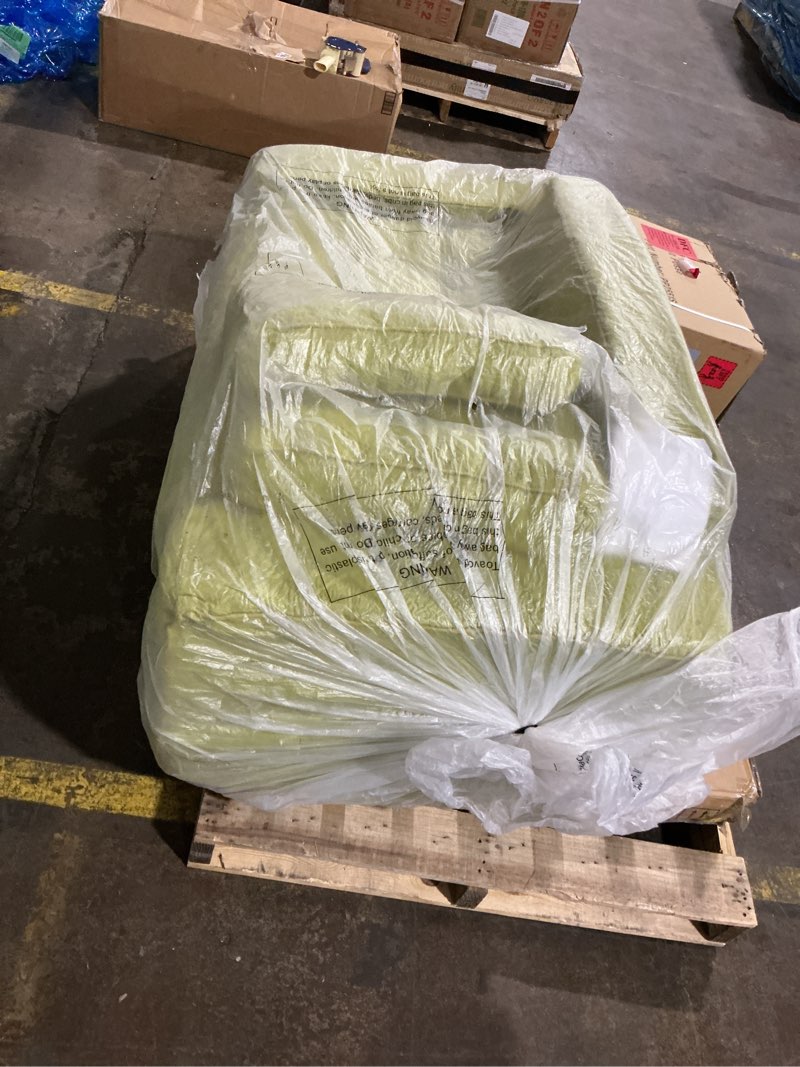 Condition photo showing Good Condition for lime green YOSHOOT Loveseat Sleeper Sofa,55\" Convertible Sofa Bed Couch Futon Couches for Living Room,3-in-1 Pull Out Floor Couch with Backrest and Pillows, Black Linen Black Standard