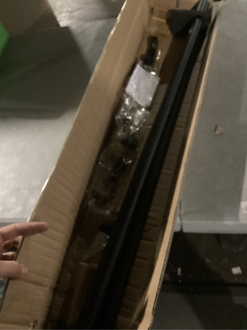 Condition photo showing As Is for Heavy Duty Curtain Rods,1 1/4" Large Diameter Premium Nonadjustable Curtain Rod,72in/6ft Custom Window Treatment Rods with Durable Aluminum Brackets and End Caps,Black Finish Black 72in/6ft