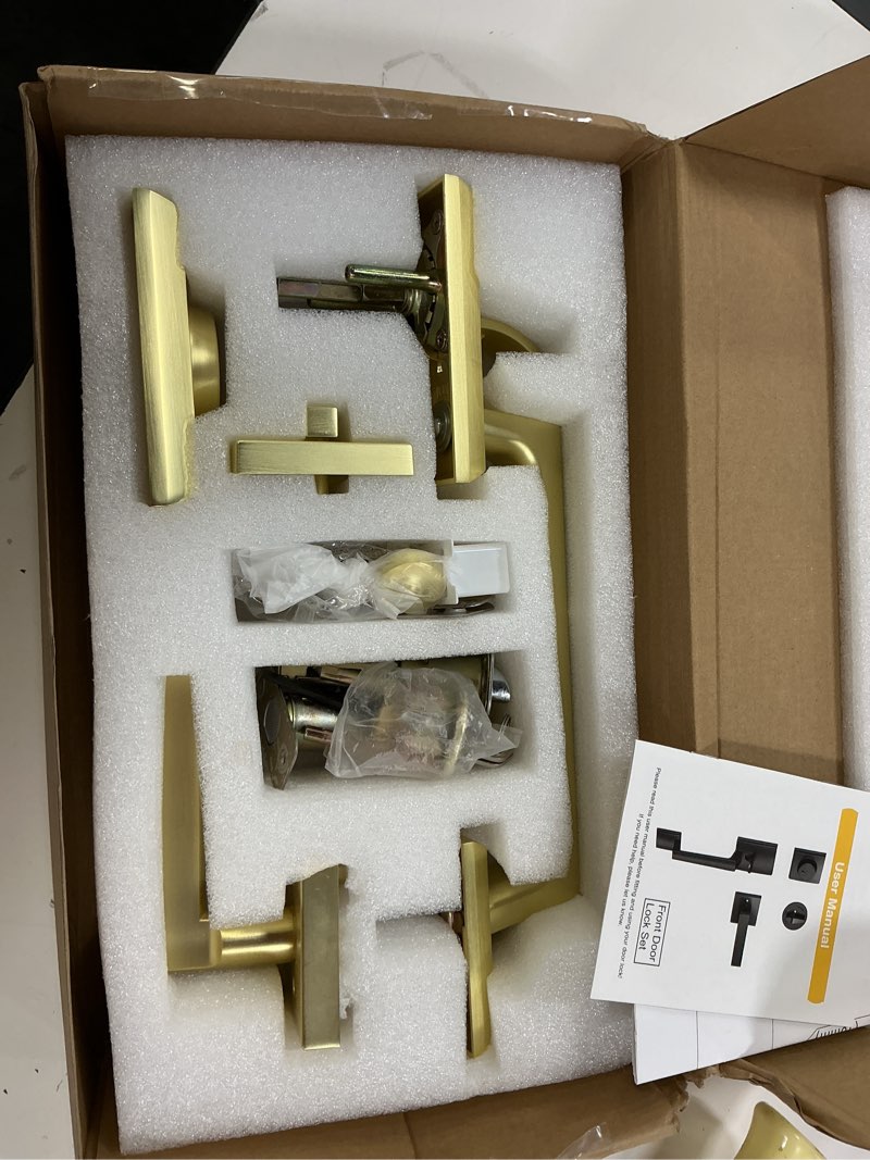Condition photo showing Good Condition for ehomeware front door handle and deadbolt set, satin brass gold exterior door lever handle, heavy-duty door lock set door lever & single deadbolt satin brass