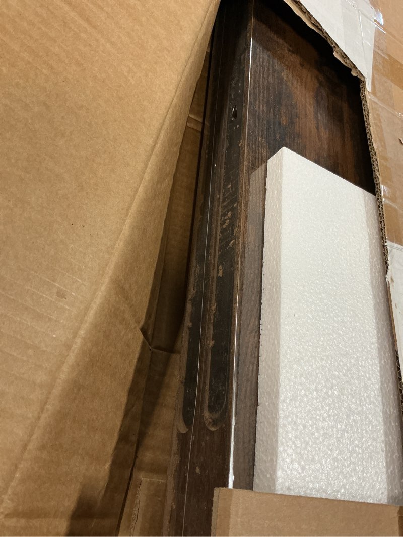 Condition photo showing As Is for BAYKA Floating Shelves, 48 inches Long Wall Mounted Rustic Wood Shelves for Bathroom, Bedroom, Living Room, Kitchen, Office, Hanging Shelf for Books/Storage/Decor(Rustic Brown,Set of 2) B. Rustic Brown - Americana Farmhouse Style 48inches