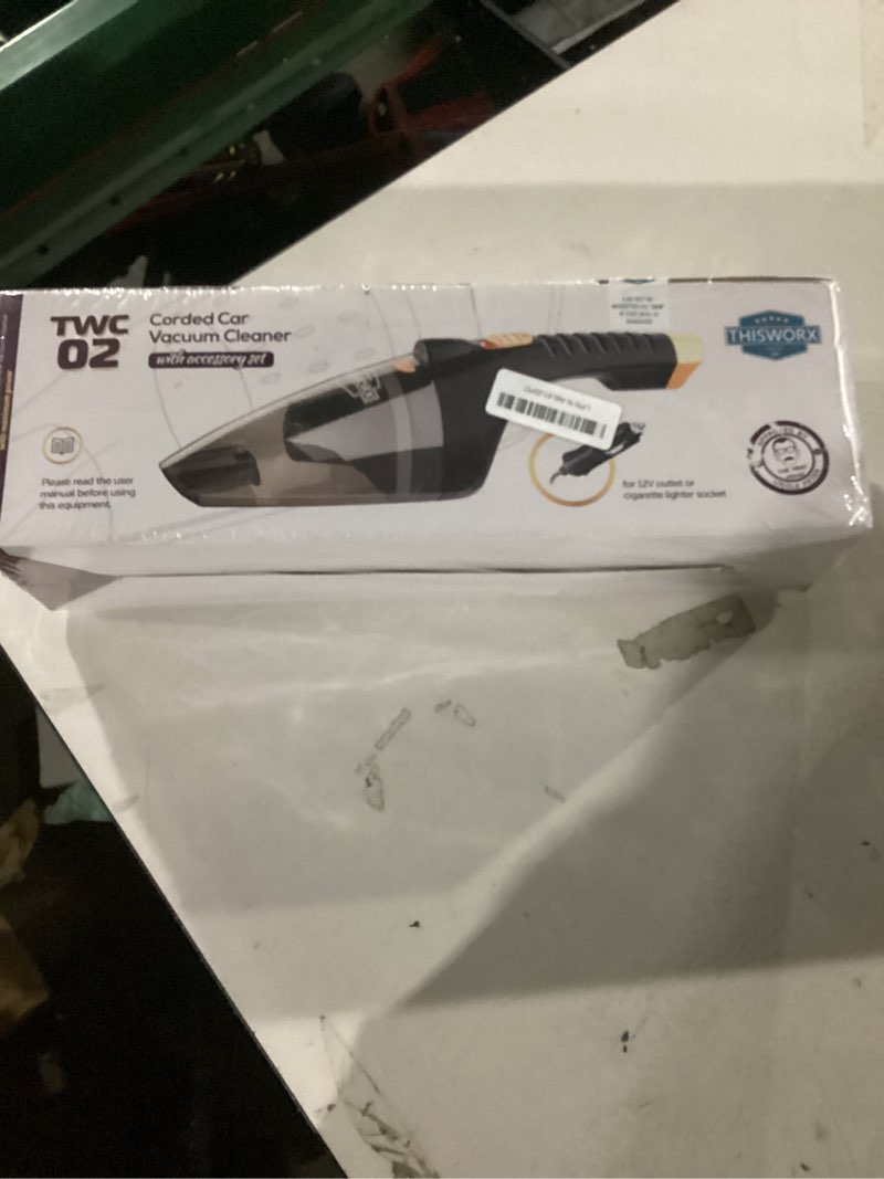 Condition photo showing New/Like New for ThisWorx Car Vacuum Cleaner 2.0, Portable Handheld Mini Vacuums Cleaner W/ 16ft Cord, LED Light, Bag, & Attachments- Small Vac for RV, Boats, Travel, Car Accessories, Lightweight Black Corded W/Light
