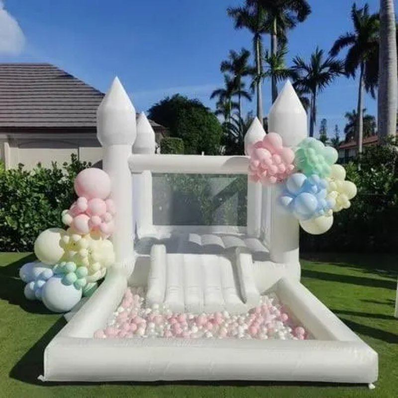 Connsann White Bounce House Oxford with Air Blower & Ball Pit for Kids Birthday Party, 13' x 8' x 8', Size: 13' Large X 8' W X 8' H