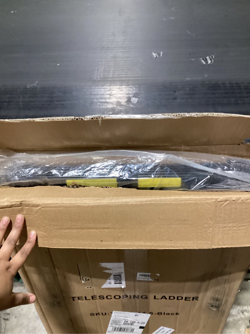 Condition photo showing New/Like New for BOCOM 14.5 FT Aluminum Telescoping Ladder, Lightweight Multi-Purpose Collapsible Extension with 2 Triangle Stabilizers, Heavy Duty 330 lbs Max Capacity, Ideal for Home, RV, and Outdoor Work Black Black 14.5 FT