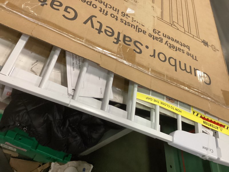 Condition photo showing Good Condition for Cumbor 29.7-46" Baby Gate for Stairs, Toddler Safety Essentials for The House, Auto Close Dog Gate for Doorways, Mom's Choice Awards Winner-Easy Install Pressure Mounted Pet Gates for Dogs, White
