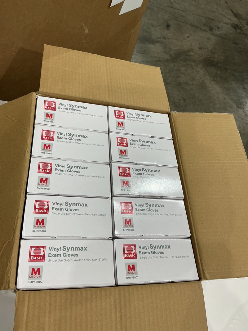 Condition photo showing New/Like New for jointown basic synmax vinyl exam gloves disposable exam gloves, 4 mil, blue, latex & powder free, bmpf-3002 medium of 1000
