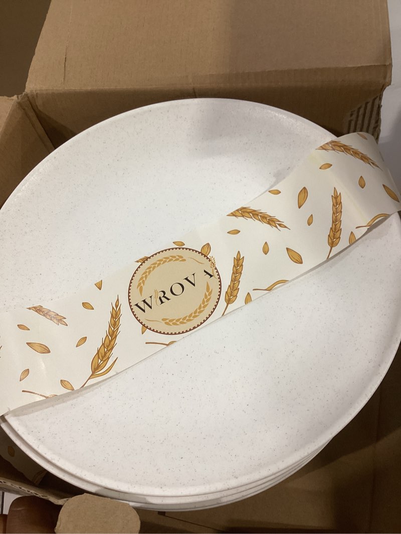 Condition photo showing Good Condition for wrova wheat straw dinner plates 10 inch unbreakable set of 8 - dishwasher & microwave safe plastic plates reusable - lightweight plates for kitchen,camping,picnic,r.v. - white 10 inch white