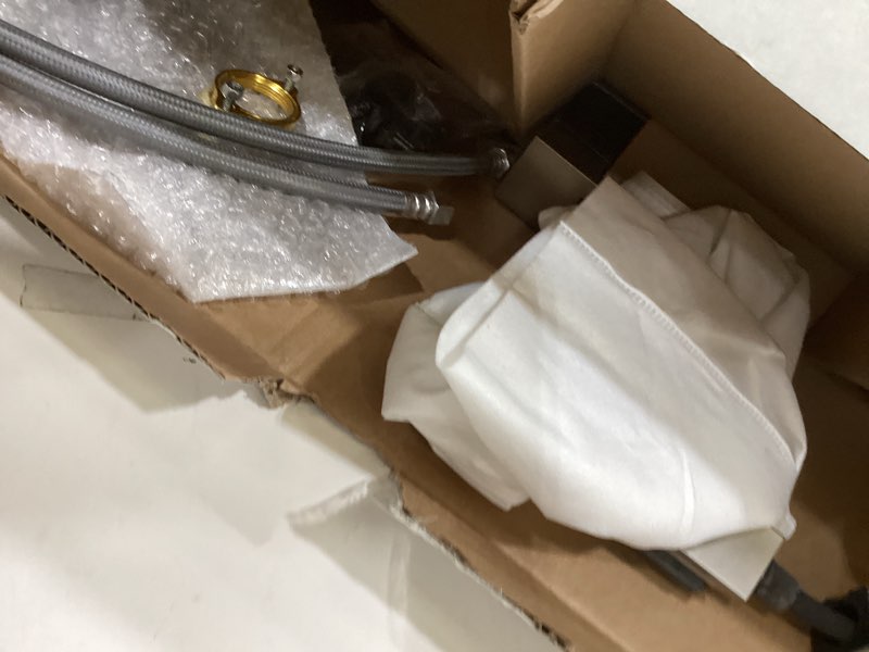 Condition photo showing As Is for Delta Faucet Junction Brushed Nickel Kitchen Faucet, Kitchen Faucets with Pull Down Sprayer, Kitchen Sink Faucet, Faucet for Kitchen Sink, Magnetic Docking Spray Head, Spotshield Stainless 19825LF-SP