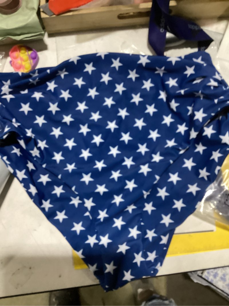 Condition photo showing New/Like New for zaful women high waisted bikini bottoms ruched swimsuit bottom tummy control bathing suit bottoms small 99-star blue