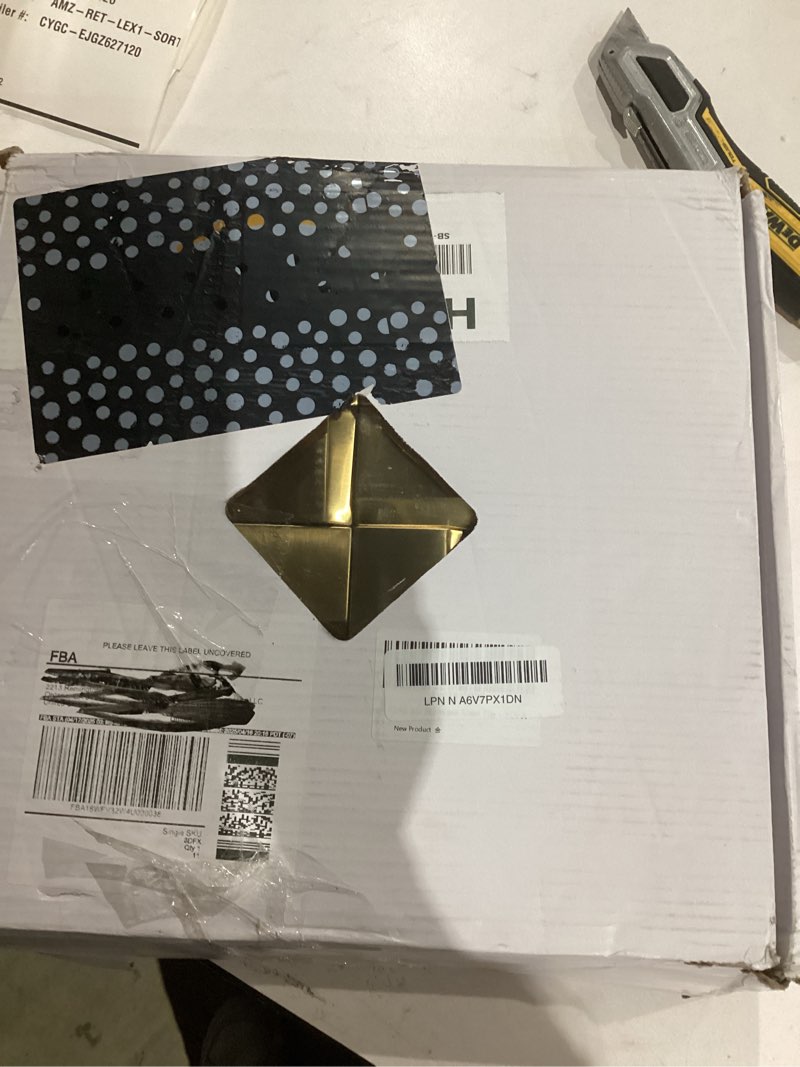 Condition photo showing Good Condition for 3D Wall Panels Golden 2x2 Metal Mosaic Tile Sheets Backsplash Accent Wall Gold Décor [5 Sheets] 5 Panels Gold Color