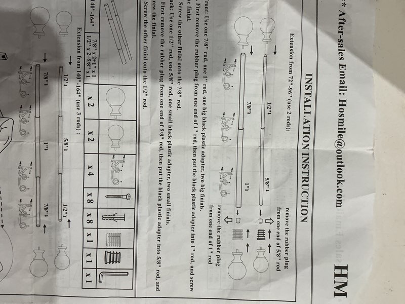 Condition photo showing As Is for hosmile curtain rod, brown