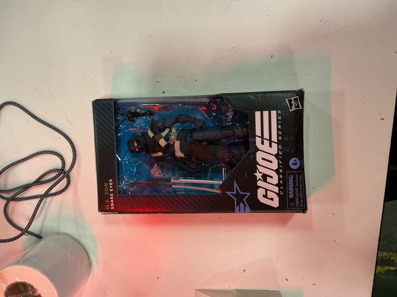 Condition photo showing New/Like New for g.i. joe classified series #165, snake eyes v4, collectible 6 inch action figure with 7 accessories