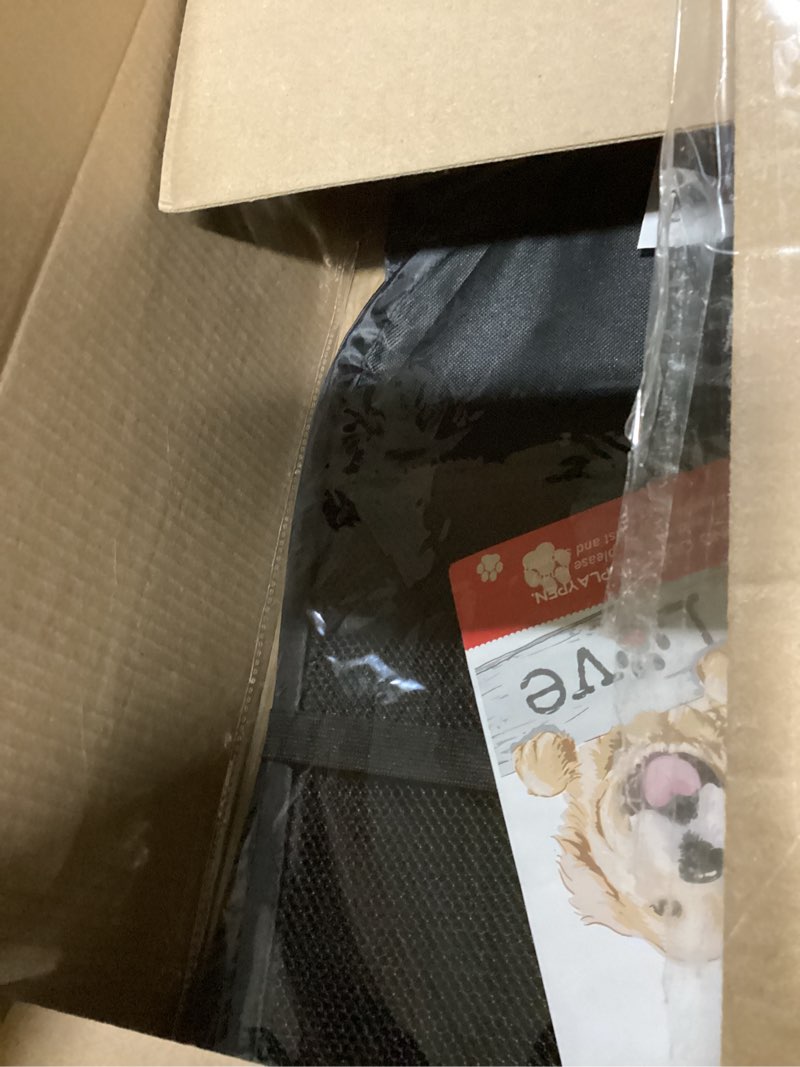 Condition photo showing New/Like New for Portable Dog Playpen for Medium Dogs, Collapsible Pet Cat Kitten Puppy Playpen Indoors Outdoors with Zipper Top Cover (Medium Size, Grey-Black) Grey-Black M [35.5" x 35.5" x 23.1"]