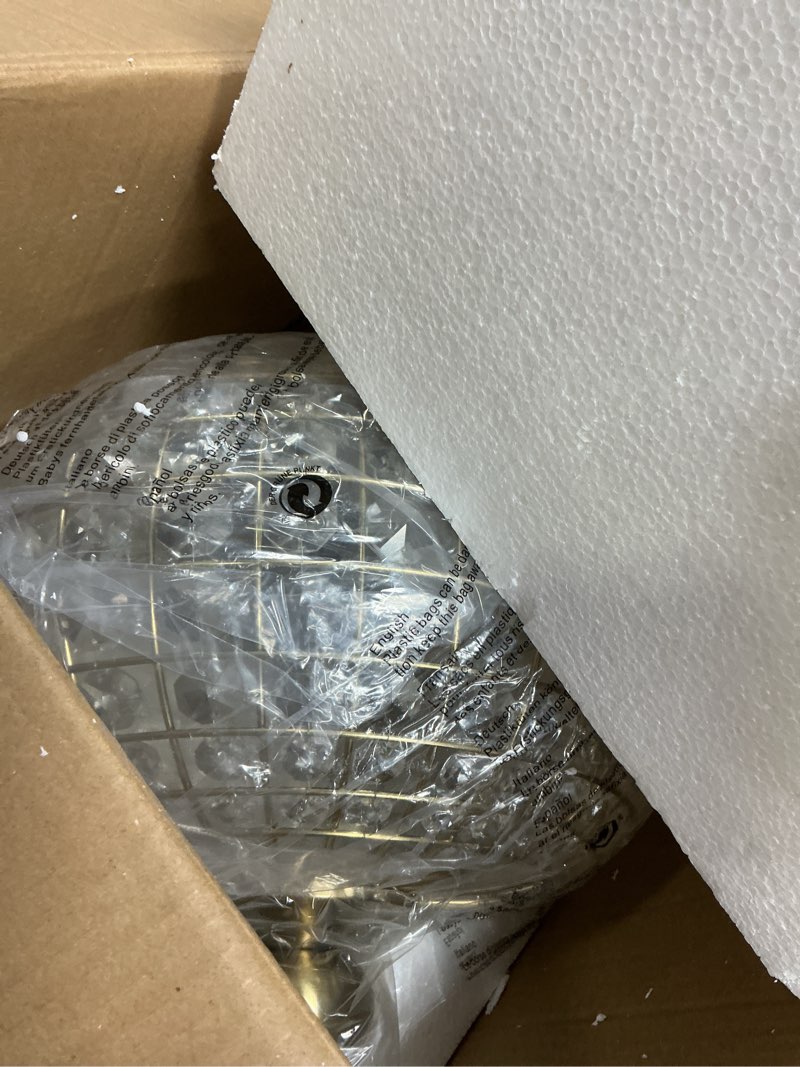 Condition photo showing Good Condition for Gold Crystal Chandelier, 16.5" Modern 4-Light Round Crystal Pendant Light Antique Globe Foyer Chandelier for Dining Room Living Room Antique Gold Brass 16.5"W x 20.5"H