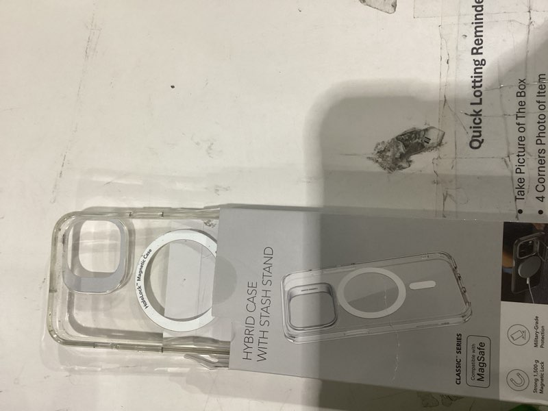 Condition photo showing Good Condition for esr for iphone 15 case, compatible with magsafe, built-in stash stand clear phone case for iphone 15, military-grade protection, magnetic phone case, scratch-resistant back cover,classic series,clear clear iphone 15 6.1inch