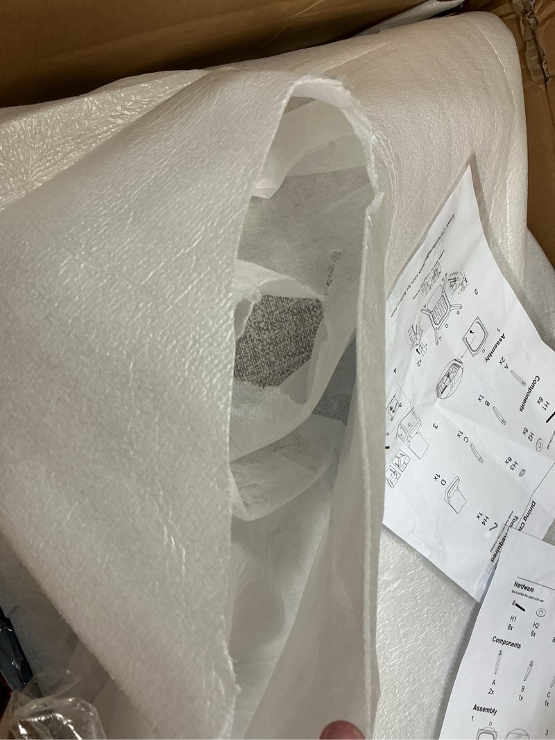 Condition photo showing Good Condition for Upholstered Dining Chairs Modern Sidechair Performance Fabric High Back Armlesschair for Diningroom Kitchen,White,Set of 2(1 Box) White Fabric Set of 2