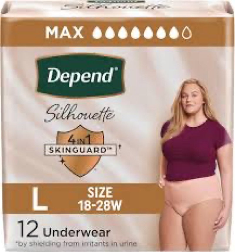 Depend Silhouette Adult Diapers, Incontinence & Postpartum Bladder Leak Underwear for Women, Maximum