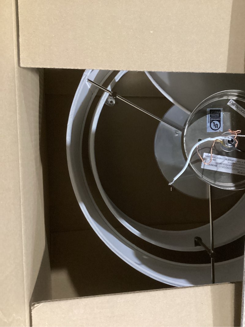 Condition photo showing Good Condition for 2-Tier 18" Adjustable LED 24W 3000K/4000K/5000K Semi Flush Mount Close to Ceiling Light Fixture Cream Fabric Shade Brushed Nickel Finish for Bedroom,Living Room,Dining Room Hallway 18" Brushed Nickel