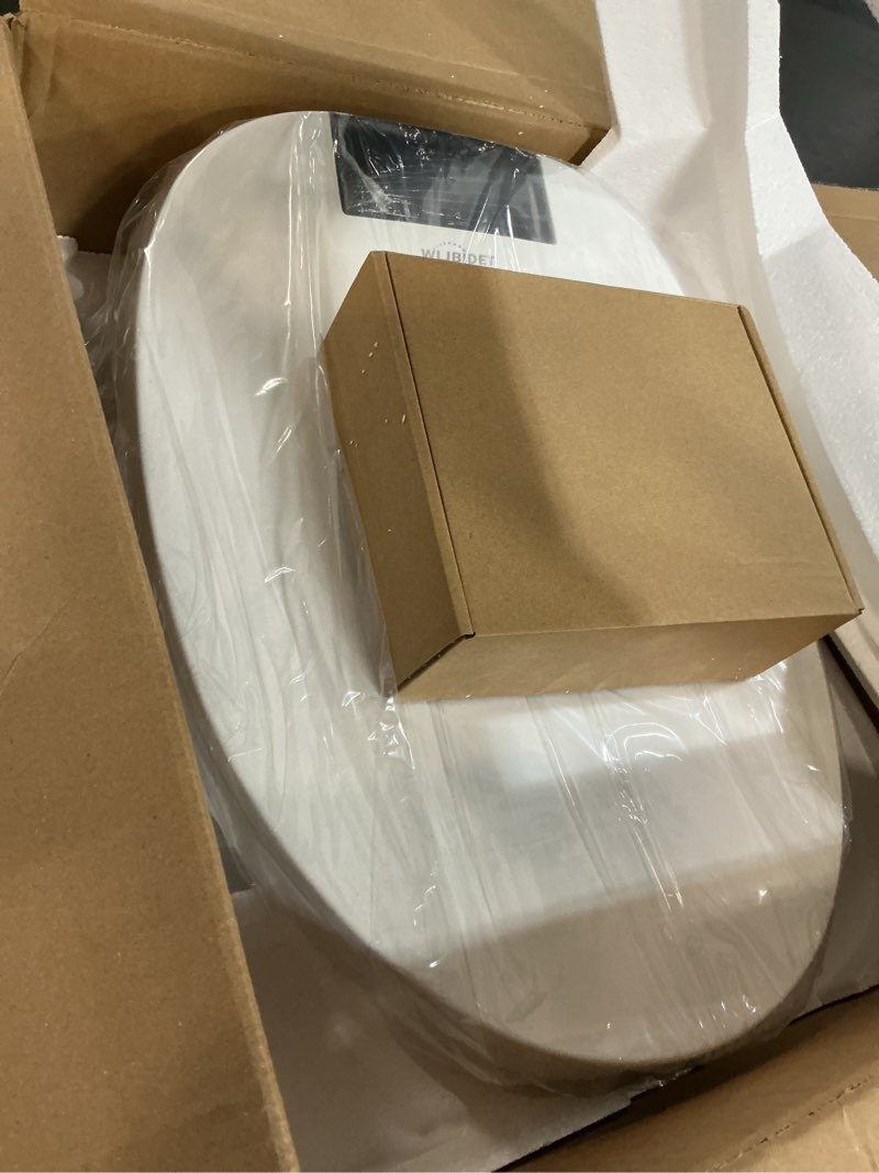 Condition photo showing Good Condition for bidet toilet seat with remote control, electronic heated bidet seat with adjustable warm water and pressure, warm air drying, display screen, night light, slow closed toilet lid, elongated oval