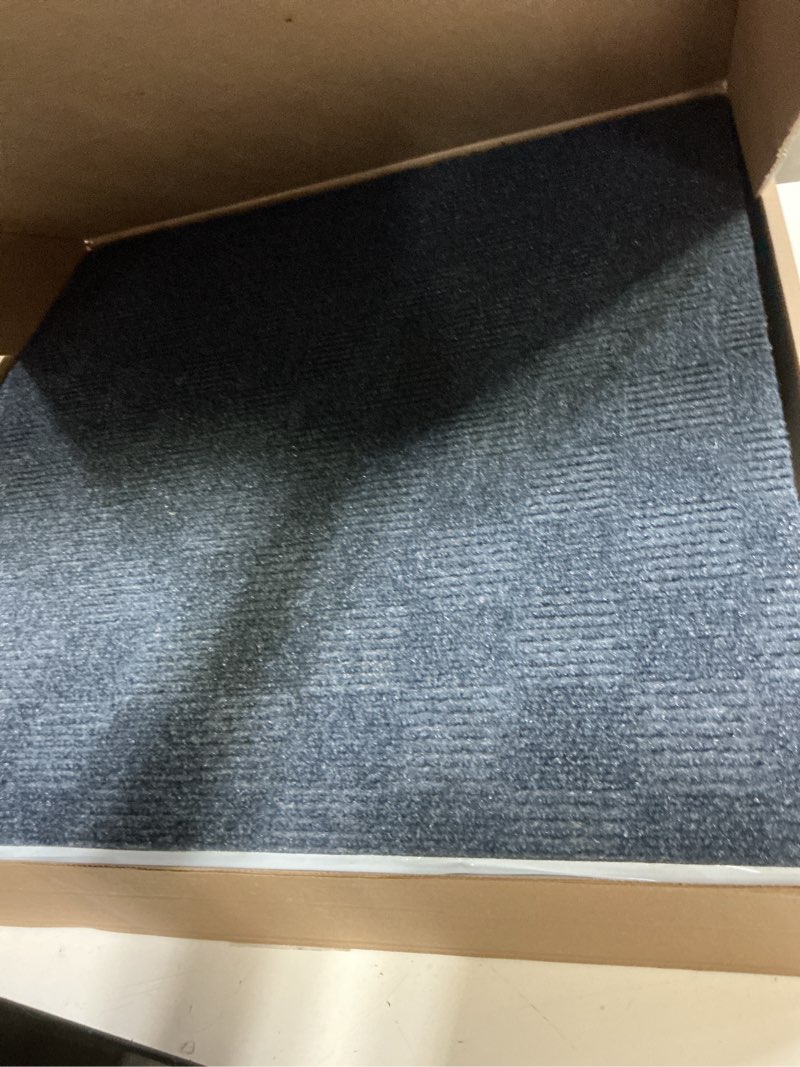 Condition photo showing Good Condition for 24"x 24" carpet tile peel and place - crochet (ocean blue) (60sq.ft.) 15 tiles 24"x24" ocean blue
