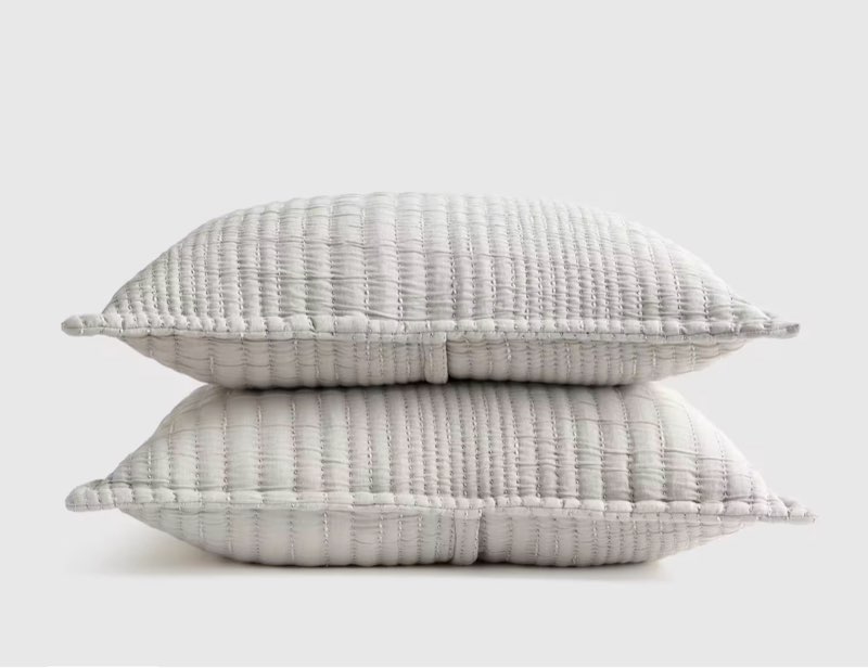 quince organic cotton channel stitch sham set standard cloud