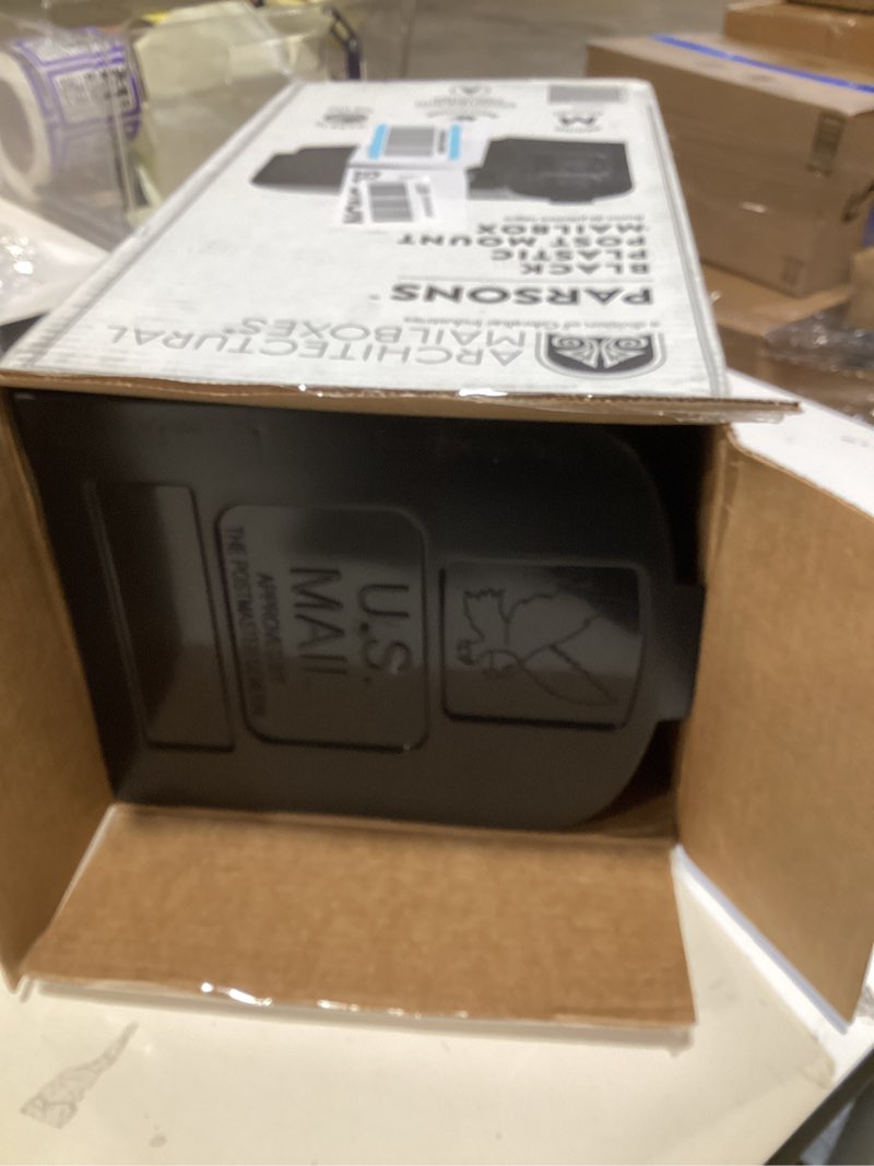 Condition photo showing New/Like New for architectural mailboxes parsons medium capacity, plastic post mount mailbox, black
