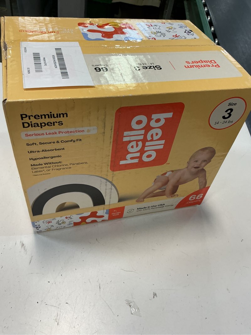 Condition photo showing New/Like New for Hello Bello Premium Diapers Size 3, Capital Critters & Get in The Groove Designs, 66ct Club Box Size 3 Capital Critters & Get in the Groove