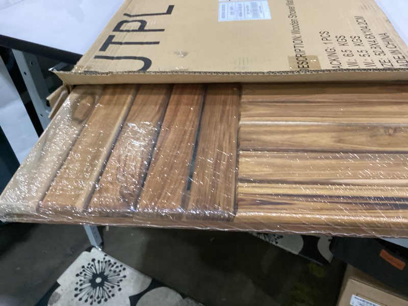Condition photo showing Good Condition for utoplike teak wood bath mat, extra large shower mat for bathroom, 40 x 20 inch non slip wooden floor sturdy mat for inside shower luxury spa home or outdoor 40" x 20" (rectangular)
