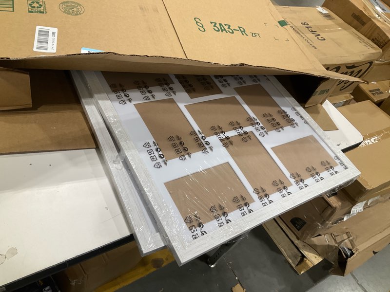 Condition photo showing Good Condition for 17x17 collage frame with 9 openings 4x6 pictures, multiple picture frame with mat, wall or tabletop decor, white wood grain,2 pack white 17x17-(9 open4x6)-2p