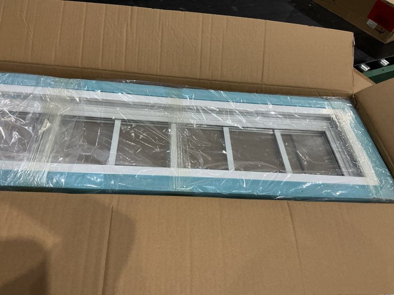 Condition photo showing New/Like New for 10" x 36" vinyl transom window, white 10" x 36" white