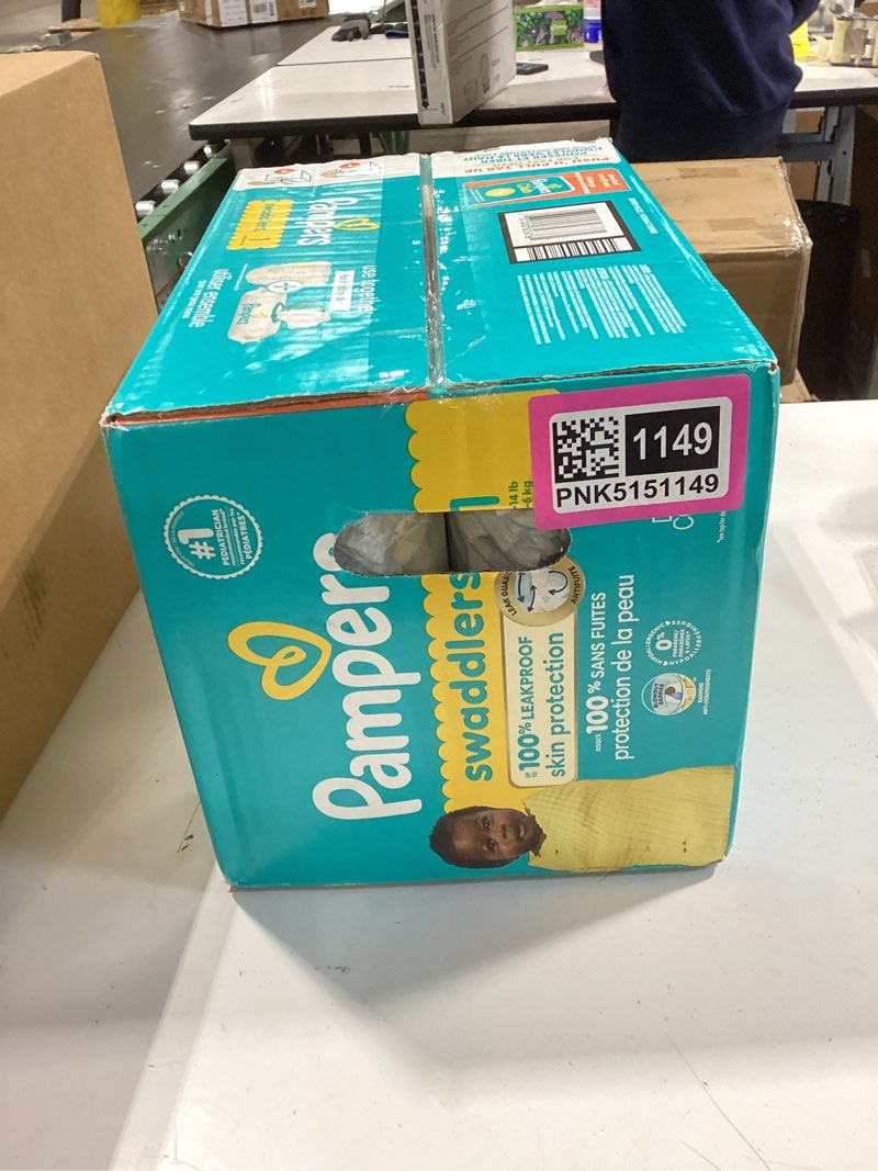 Condition photo showing New/Like New for pampers swaddlers diapers, size 1 (8-14 lbs), 96 count, absorbent, keeps baby dry and comfortable, skin safe disposable baby diaper (packaging may vary) size 1 96