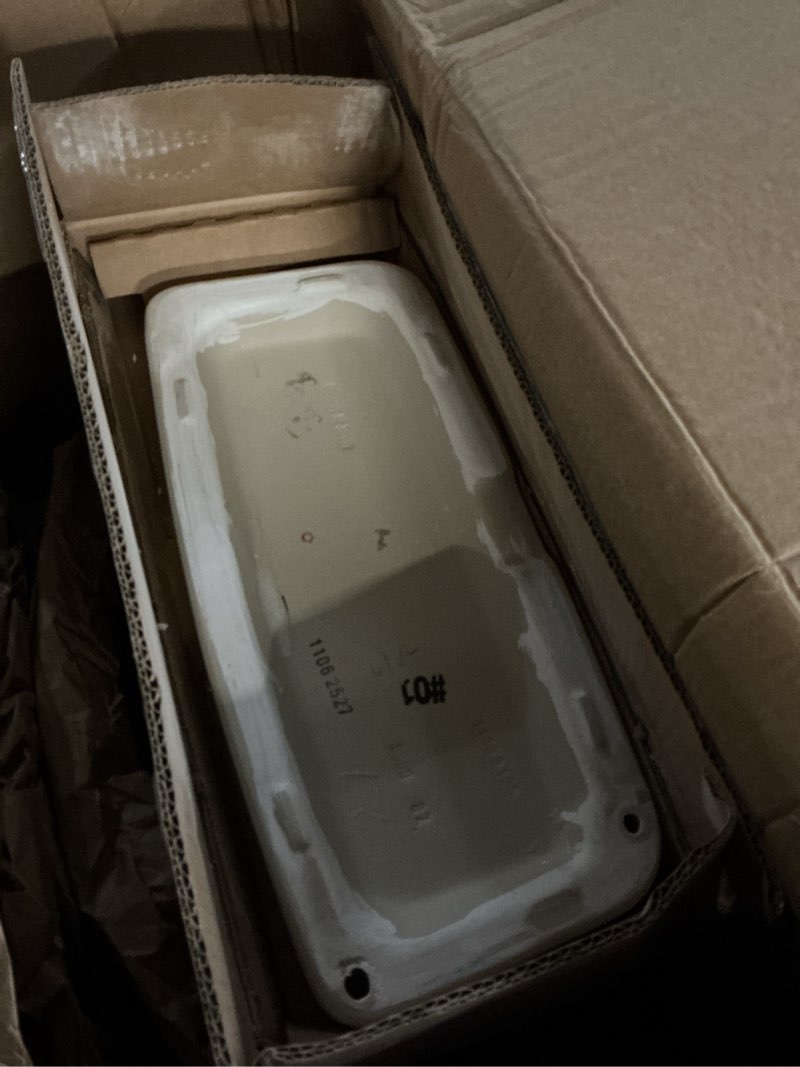 Condition photo showing As Is for TOTO Drake Two-Piece Elongated 1.6 GPF TORNADO FLUSH Toilet with CEFIONTECT, Cotton White - CST776CSG#01(incomplete tank only)