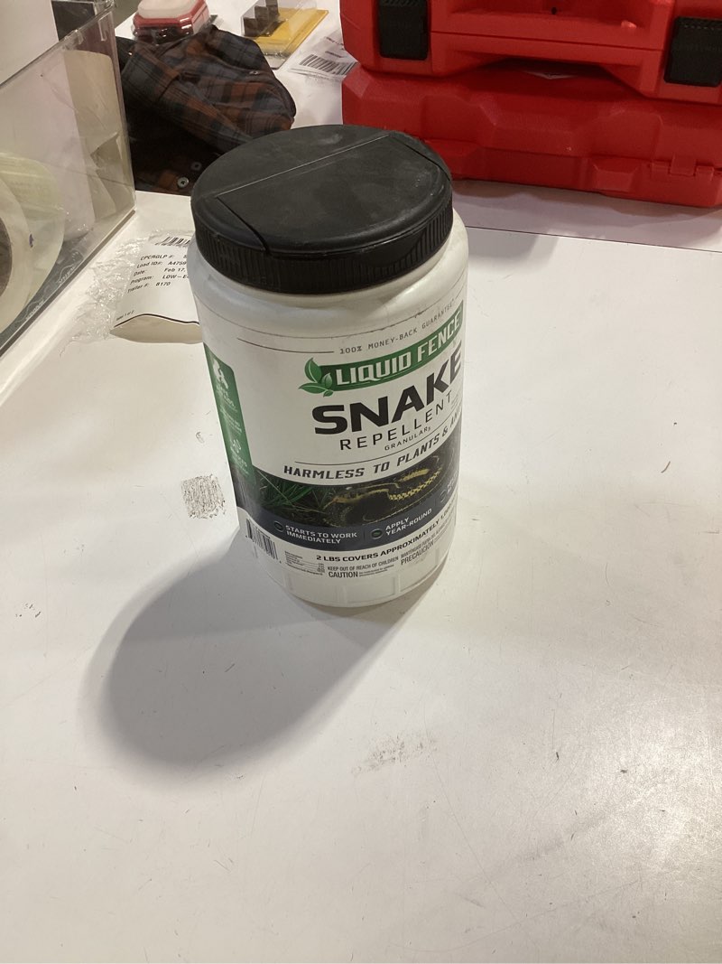 Condition photo showing New/Like New for Liquid Fence Snake Repellent Granules, Safe Around Kids and Pets When Used & Stored as Directed, Keep Snakes Out of Garden, Patio and Backyard, 2 lb
