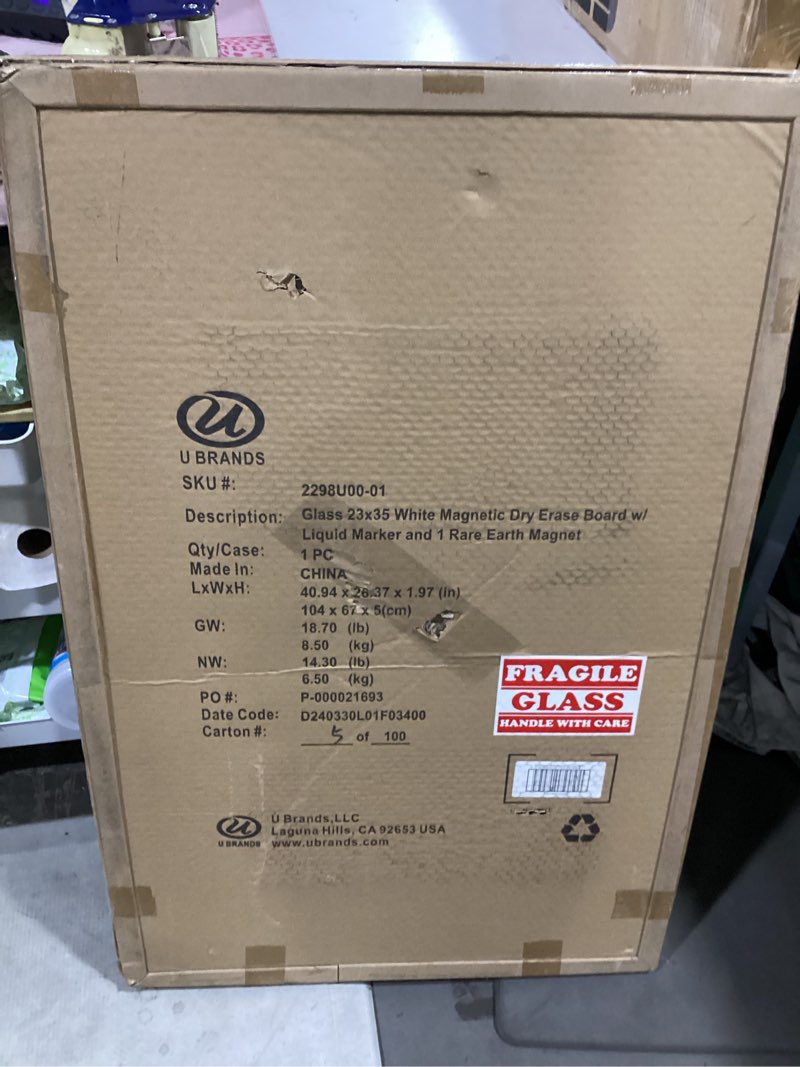 Condition photo showing New/Like New for ( 23x35)magnetic glass whiteboard, glass dry erase board