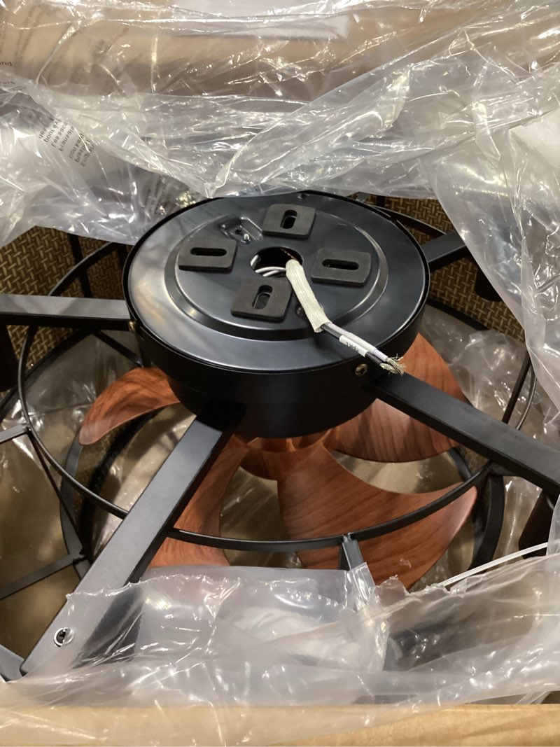 Condition photo showing New/Like New for Boho Ceiling Fan with Light,19" 6-Speed Low Profile Flush Mount Ceiling Fan Chandelier with Remote Control,Bladeless/Quiet DC Motor,for Bedroom Kitchen Living Room