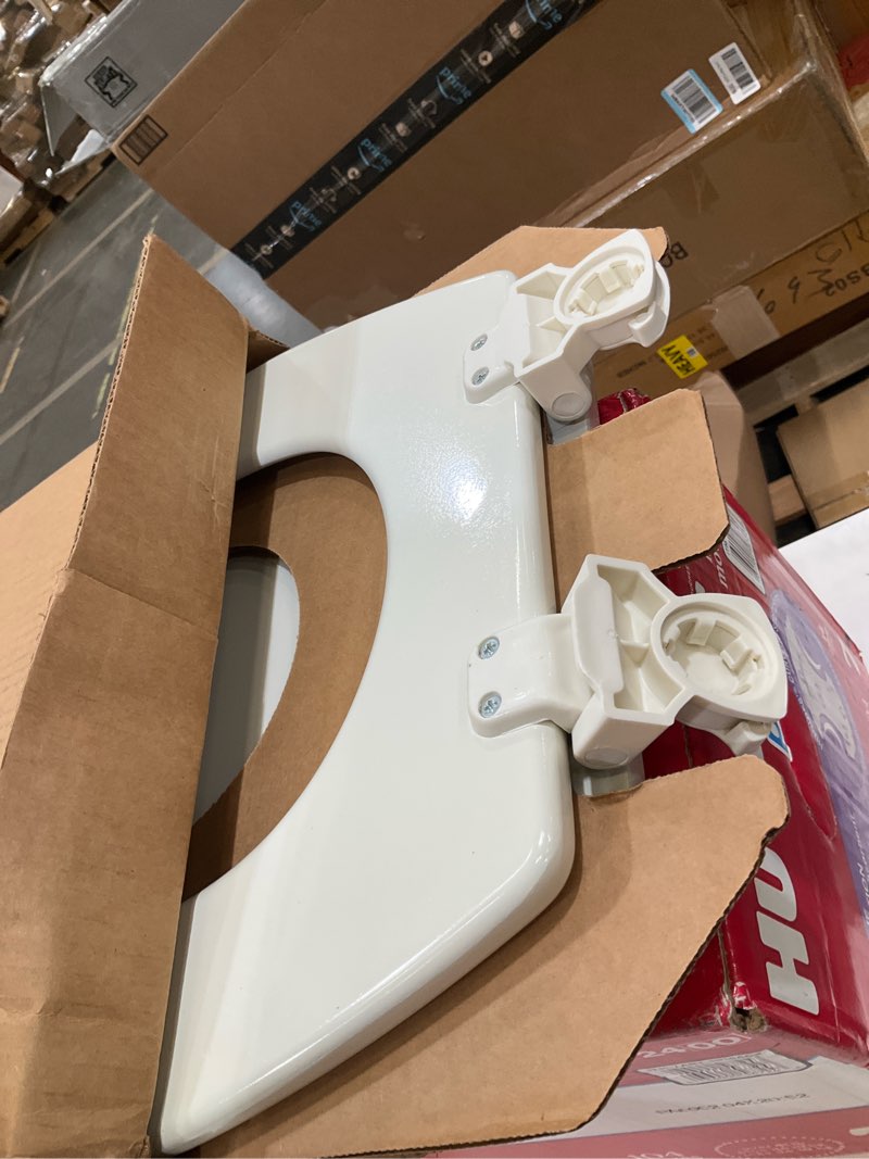 Condition photo showing Good Condition for bemis 500ec durable wood toilet seat with easy clean hinges, made in usa, round, biscuit biscuit round
