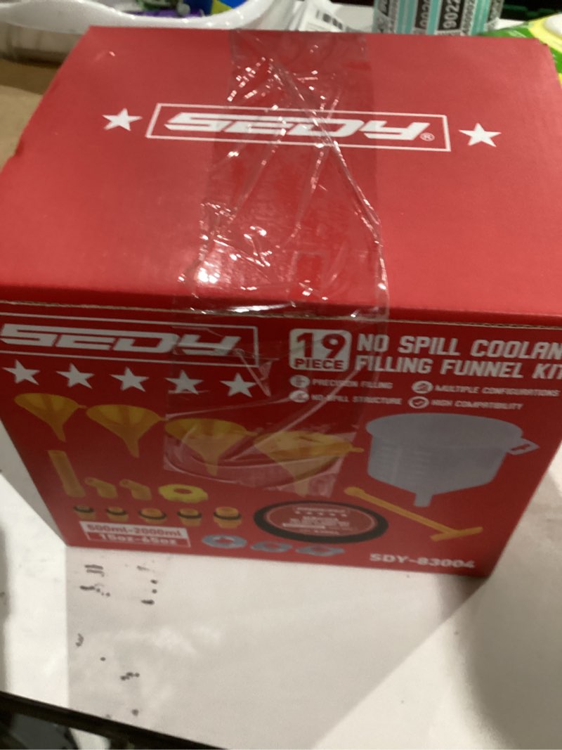 Condition photo showing New/Like New for Ultimate No Spill Coolant Funnel Kit - 19-Piece Spill-Free Radiator Funnel Set, Spill Proof Radiator Bleeder Kit, Coolant Filling, Radiator Filler, Extra Funnels and Adapters for Universal Vehicle Classic Edition