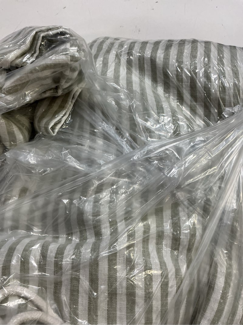 Condition photo showing Good Condition for european linen duvet cover set, twin, willowleaf/white stripe