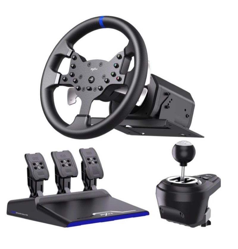pxn v99 gaming racing wheel, driving force feedback steering wheel with pedals and shifter - 3.2nm, 